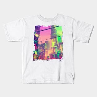 Cool Japanese Neon City Kids T-Shirt